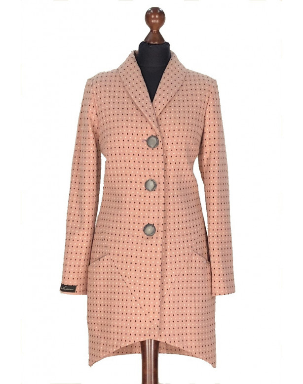 Dámsky vlnený Kabát rúžový Fin - 5284.1 Color 526