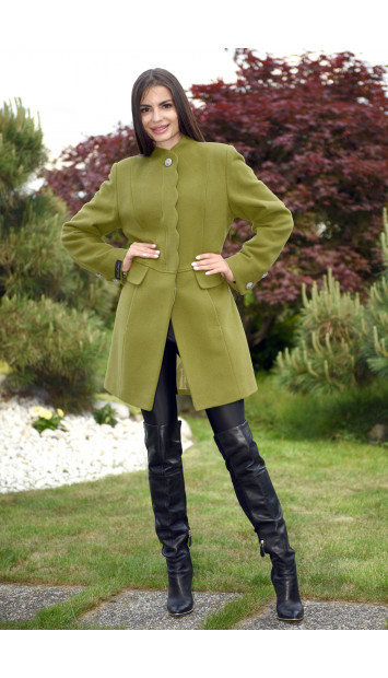 Dámsky vlnený Kabát zeleny Aazeen - 5314 Color 245