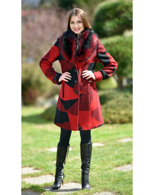 Kabát červený Jara - 5241.1 Color 342