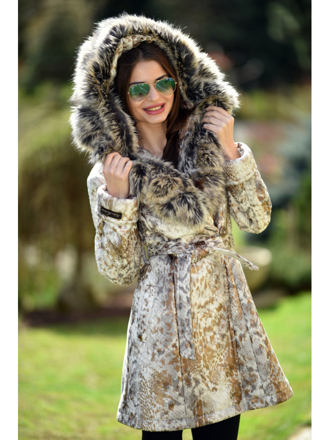 Dámsky kabát EKO KOŽA  zlatý Radka - 5256.22 Color 340 