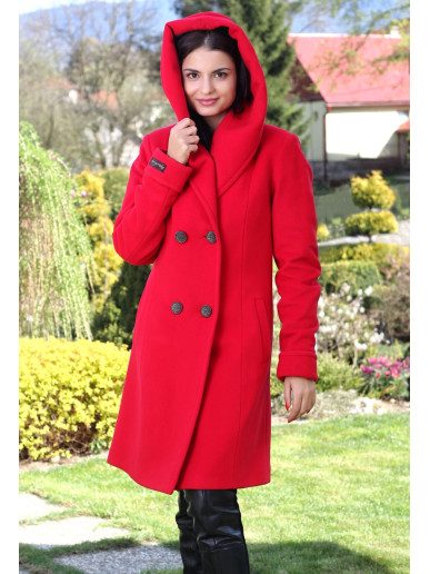 Dámsky vlnený kabát červený Lima - 5127 Dámsky vlnený kabát červený Lima - 5127