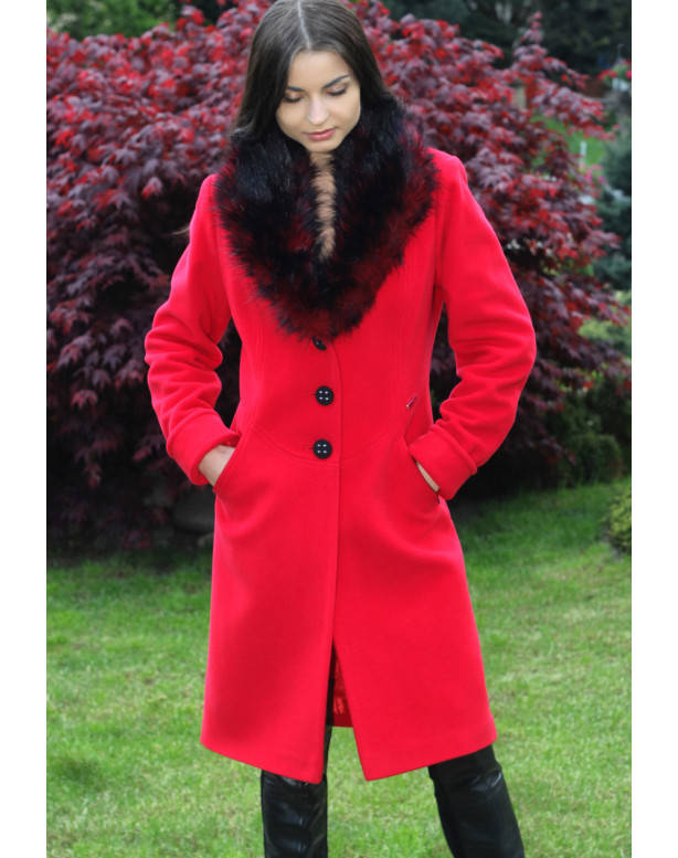 Dámsky vlnený Kabát červený Jela - 5166 COLOR 106