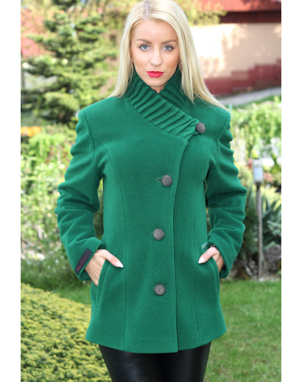 Dámsky vlnený Kabát zelený Milica - 5179-b COLOR 229