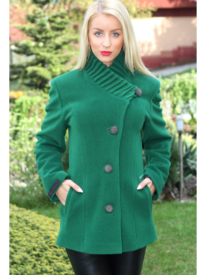 Dámsky vlnený Kabát zelený Milica - 5179-b COLOR 229
