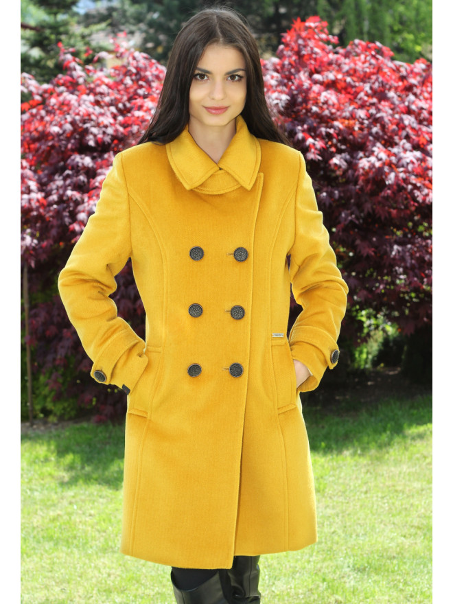 Dámsky vlnený Kabát žltý Anabela - 5184-a COLOR 235 