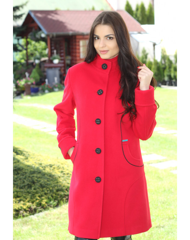 Dámsky vlnený Kabát červený Silvia - 5192 COLOR 106