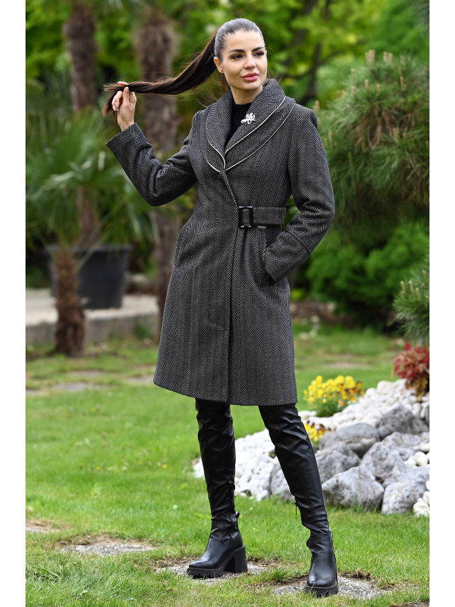 Dámsky kabát čierno biely Kristínka - 5409 Color 768 Dámsky kabát čierno biely Kristínka - 5409 Color 768