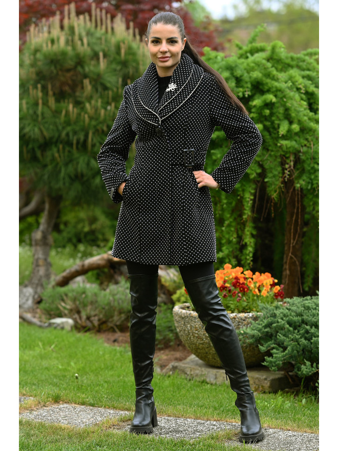Dámsky kabát čierno biely Karla - 5410 Color 603