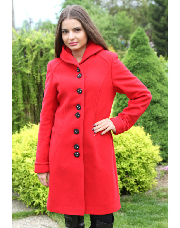 Dámsky vlnený Kabát červený Vanda - 5212 COLOR 106
