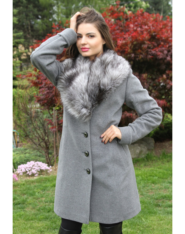 Dámsky vlnený Kabát sivý Iviva - 5217 COLOR 78