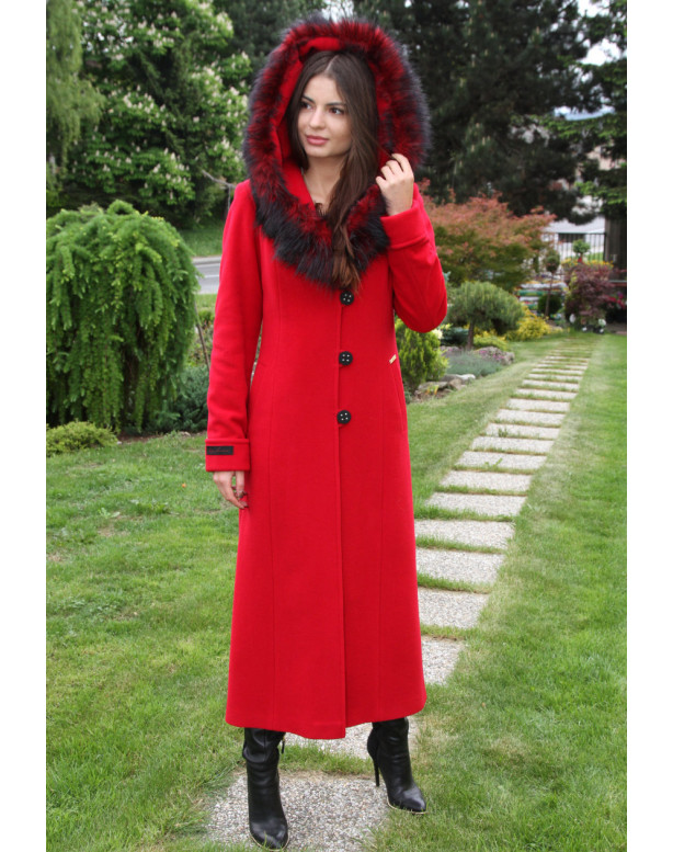 Dámsky vlnený Kabát červený Wilo - 5225 Color 106