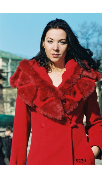 Dámsky vlnený Kabát červený Barbara - 9220