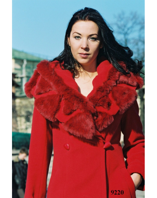 Dámsky vlnený Kabát červený Barbara - 9220