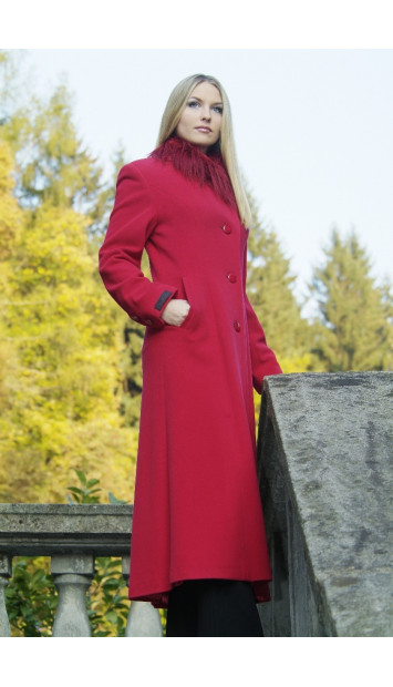 Dámsky vlnený Kabát červený Klára - 9208
