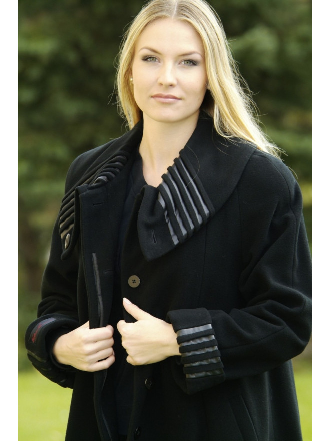 Dámsky vlnený Kabát čierny Kvetoslava - 9201 Dámsky vlnený Kabát čierny Kvetoslava - 9201