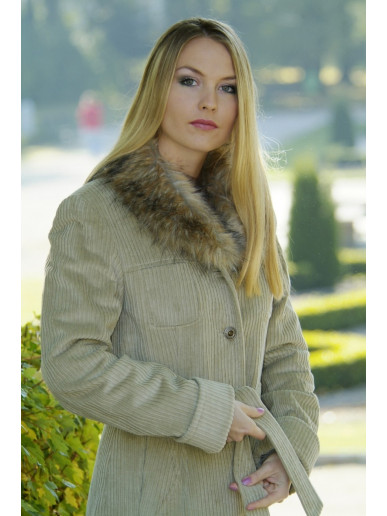 Dámsky menčestrový Kabát bežový Jessica - 39401 Dámsky menčestrový Kabát bežový Jessica - 39401