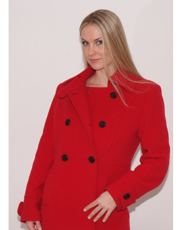 Dámsky vlnený Kabát červený Monika - 39788