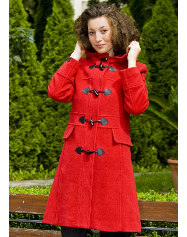 Dámsky vlnený Kabát červený Yvet - 4013