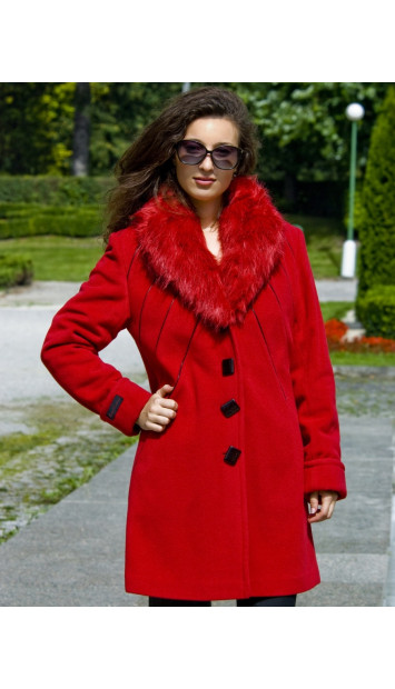 Kabát červený Iveta - 39812